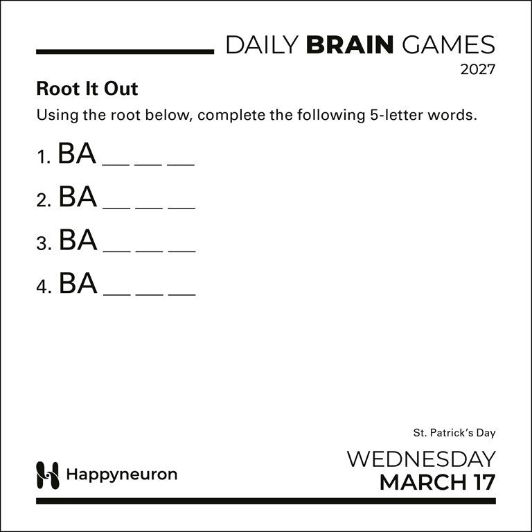 Daily Brain Games 2027 Day-to-Day Calendar Energize your mind, one puzzle at a time! by HappyNeuron