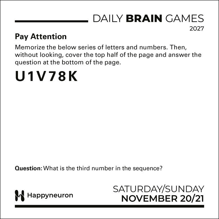 Daily Brain Games 2027 Day-to-Day Calendar Energize your mind, one puzzle at a time! by HappyNeuron
