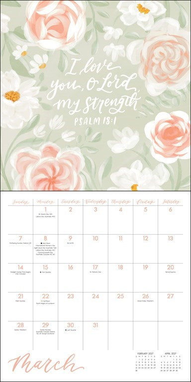 Scriptures and Florals 2027 Wall Calendar by Allison Loveall