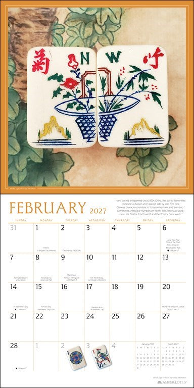 The Art of Mahjong 2027 Wall Calendar by Katherine Hartman