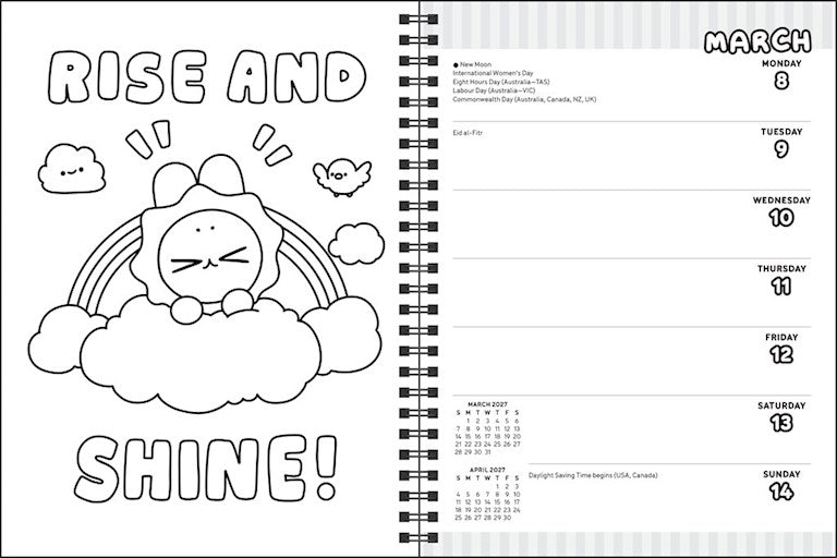 Pocket Peaches 2027 Monthly/Weekly Coloring Planner with Stickers to Color by Dora Wang