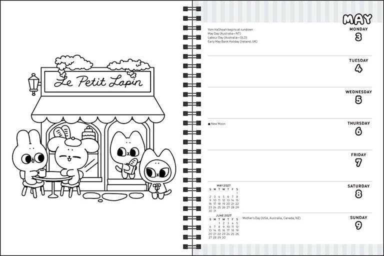 Pocket Peaches 2027 Monthly/Weekly Coloring Planner with Stickers to Color by Dora Wang