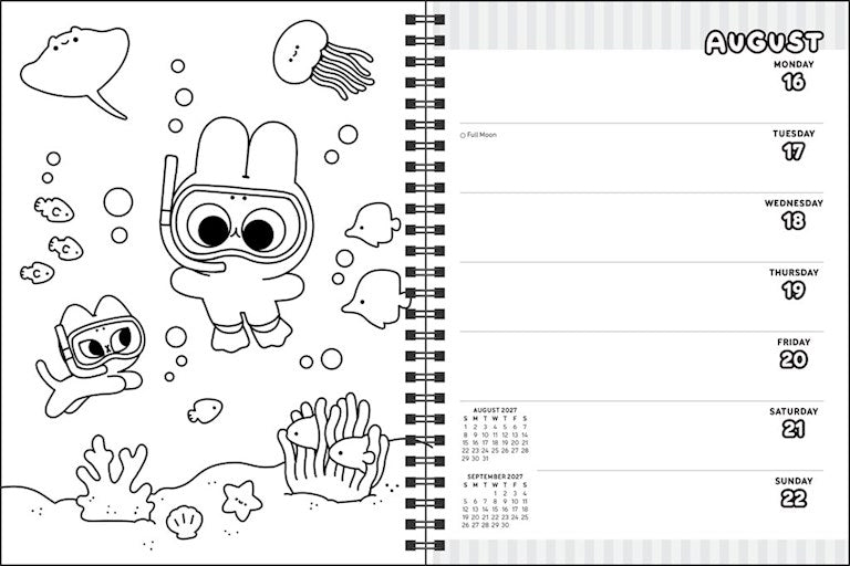 Pocket Peaches 2027 Monthly/Weekly Coloring Planner with Stickers to Color by Dora Wang