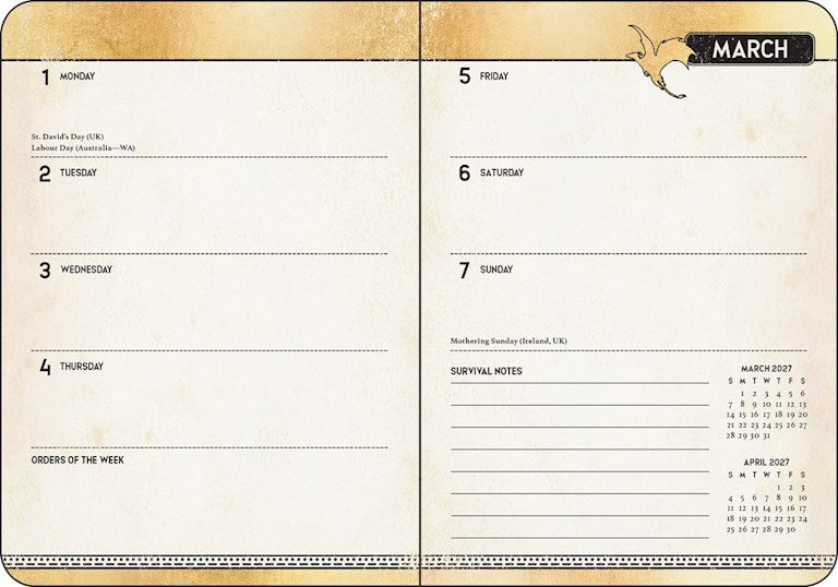 Fourth Wing 2027 Monthly/Weekly 12-Month Planner Calendar by Entangled