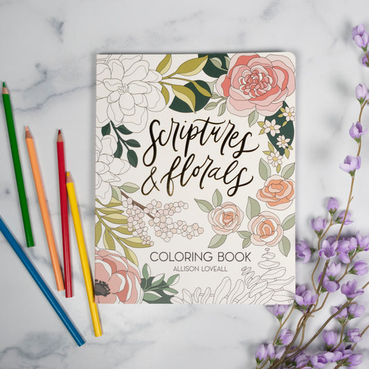 Scriptures and Florals Coloring Book by Allison Loveall