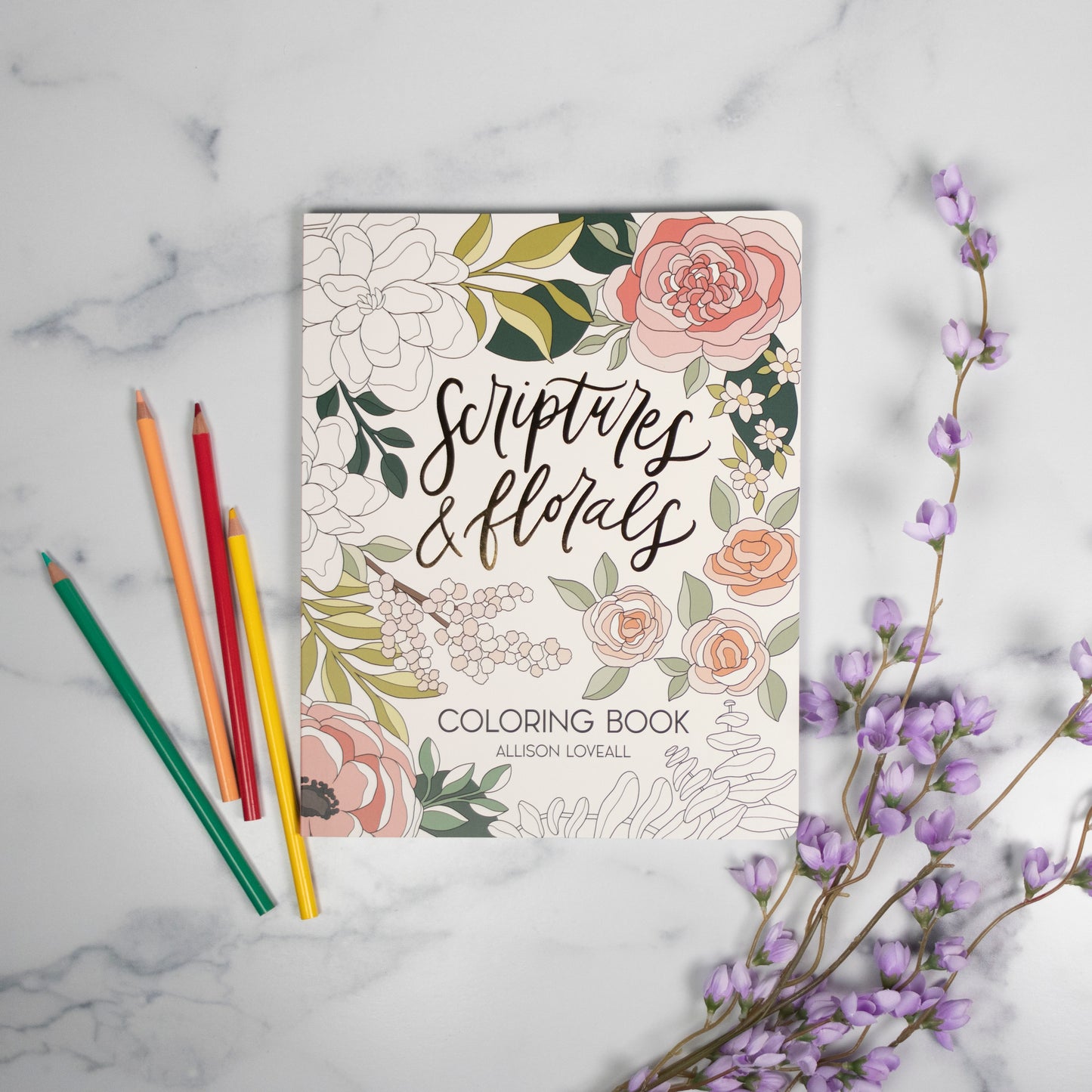 Scriptures and Florals Coloring Book by Allison Loveall